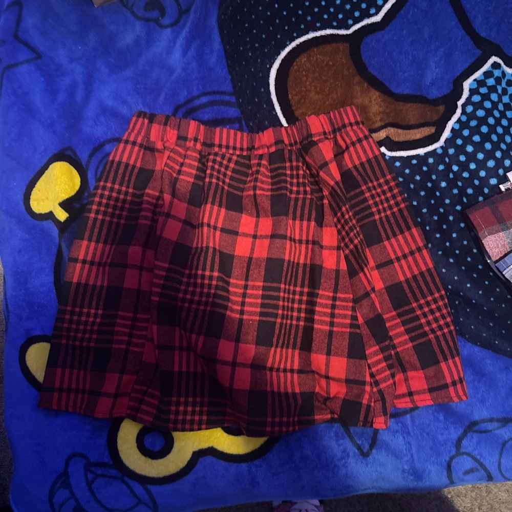 Red and Black Plaid Skirt
